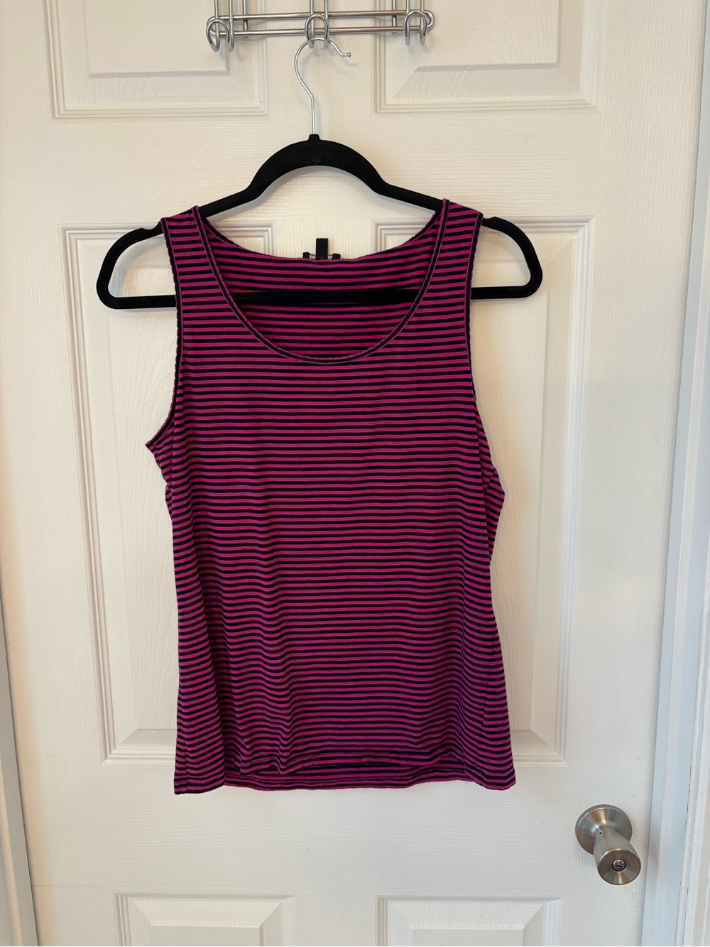 Talbots Pink & Black Striped Tank Top